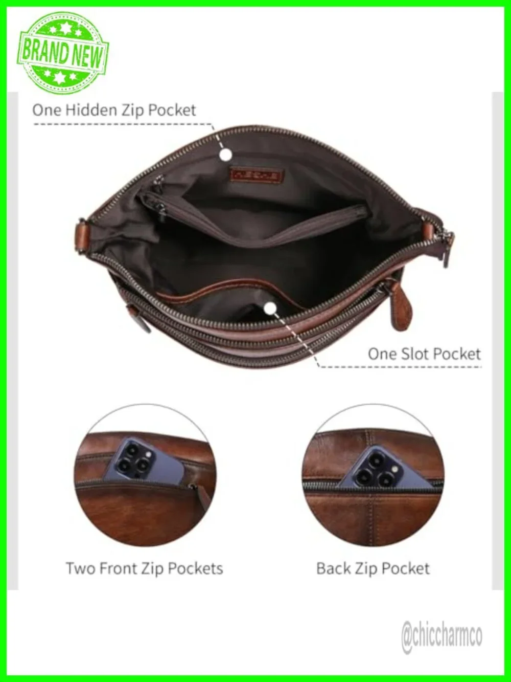 Vegetable Tanned Leather Crossbody Satchel Adjustable Strap